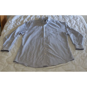 Jos A Bank Traveler Button Down Shirt Men 17 34 Long Sleeve White Blue Check